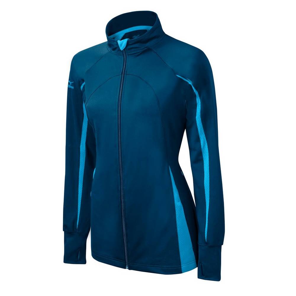 Damske Bundy Mizuno Elite 9 Focus Full-Zip Námornícka Modrá/Svetlo Modre Vypredaj ZAFD07239